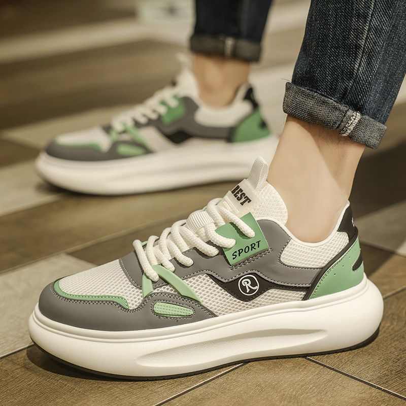 Atmungsaktive Sportschuhe für den Sommer für Herren, Mittelschüler, Teenager, geruchshemmende Mesh-Sportschuhe in Weiß, Papa_voghion.com