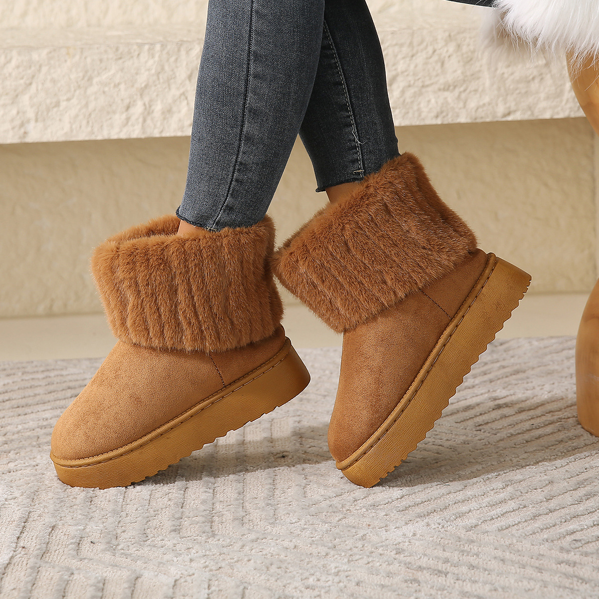 Women's Snow Boots With Thick Sole And Fleece Lining For Winter_voghion.com