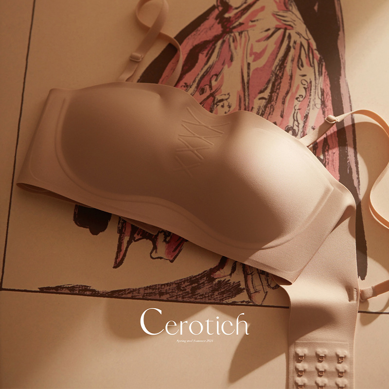 Cerotich strapless push-up underwear women's wire-free removable shoulder straps tube top seamless breast-retracting bra