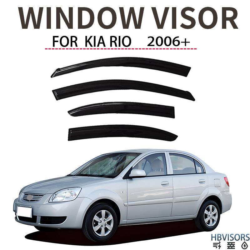 Kia For 2006+ KIA RIO rain eyebrow black warrior Window visor (Rain shield) - black-warrior-window-rain-deflector-rio-2006-pc-stainless-steel-window-rain-deflector