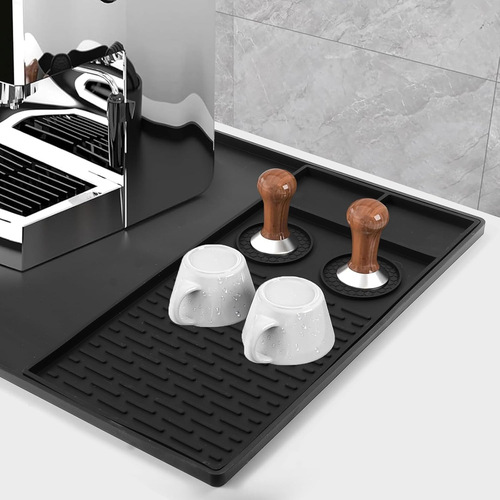 Square Silicone Ice Cream Machine for Western Kitchen Exclusive Use, Wash-Free Coffee Maker Mat, Non-Slip Bar Drain Tray