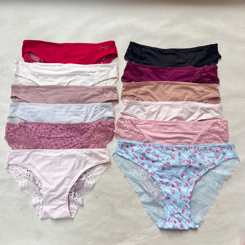 European and American in stock Cross-border Lace Hollow Bikini Panties Ice Silk Seamless Panties Low Waist Briefs