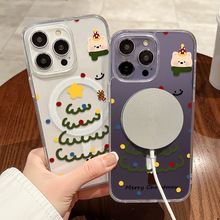 适用苹果17ProMax暖冬圣诞树磁吸手机壳iPhone17透明16硬壳代发