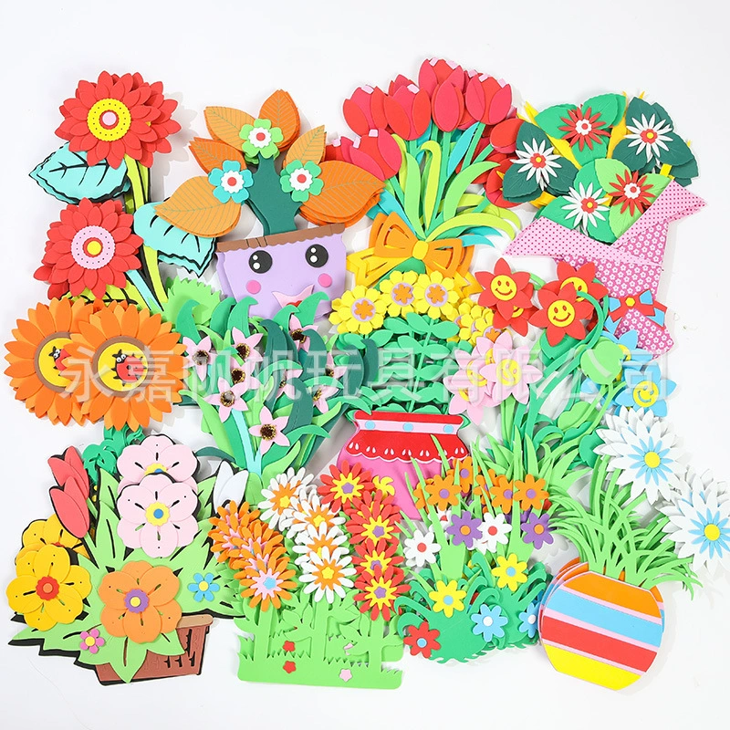 Wall decorations for kindergarten for elementary school students, flowerpot from foam, layout