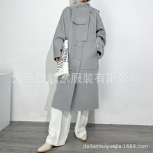 貨號：626 韓國Pin牌設計師款 含羊絨 雙面不規則設計羊絨大衣女