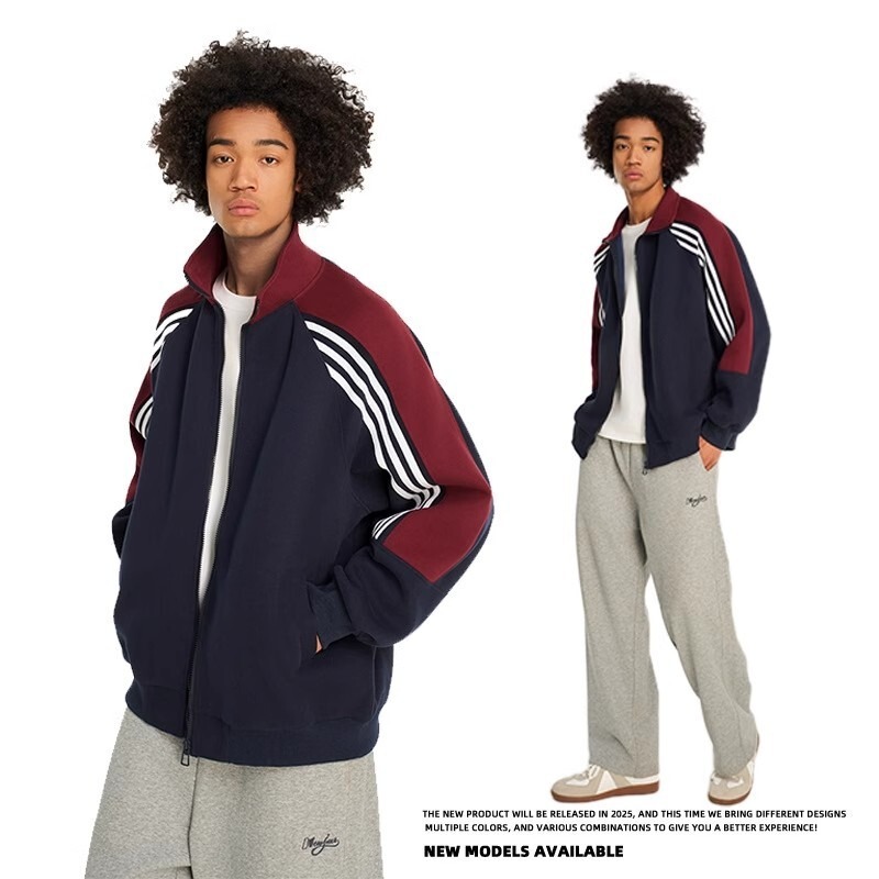 American-Style Color-Blocking Patchwork Sports Casual Jacket for Men and Women, Spring and Autumn College Style Zip-Up Sweatshirt Cardigan Baseball Jacket American-Style Color-Blocking Patchwork Sports Casual Jacket for Men and Women, Spring and Autumn College Style Zip-Up Sweatshirt Cardigan Baseball Jacket