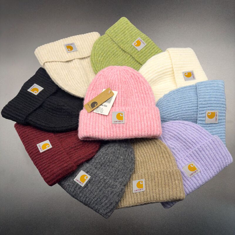 Autumn and Winter Simple Striped Knitted Hat Wool Blended Loose Warm Wool Hat for Couples Fashionable All-match Cold Hat