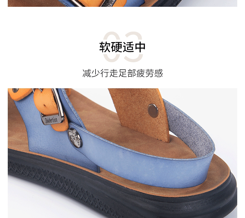 Dép sandal nam cỡ lớn hở ngón đi biển thoáng khí — Vàng Xanh lam, Đen trắng chi tiết 9