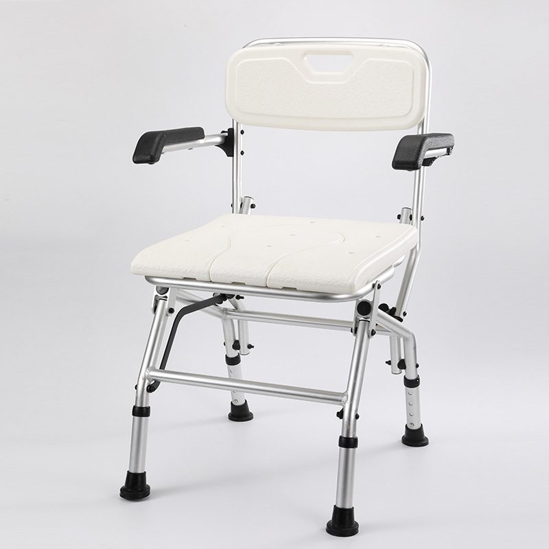 Las mujeres embarazadas de edad avanzada Silla de baño plegable Silla de baño práctico taburete de baño con discapacidad elevación de aleación de aluminio