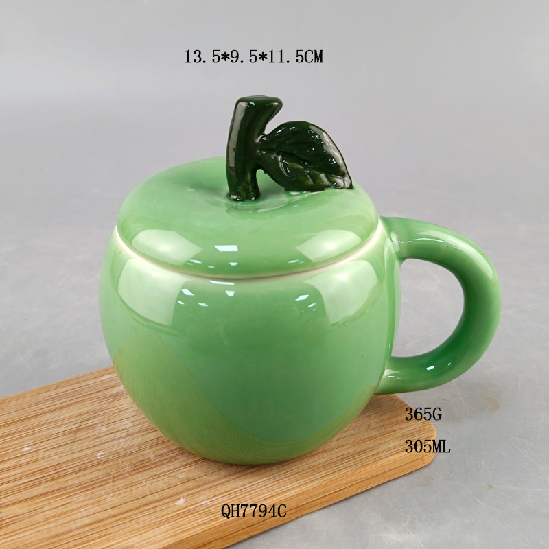 Taza de cerámica de manzana creativa taza de frutas casera encantadora con taza de agua con tapa de alta calidad regalo de Navidad