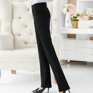 Summer Stretch Women's Pants plus size Black Formwork Work Pants High Waist Straight-Leg Professional Pants for Bank Work