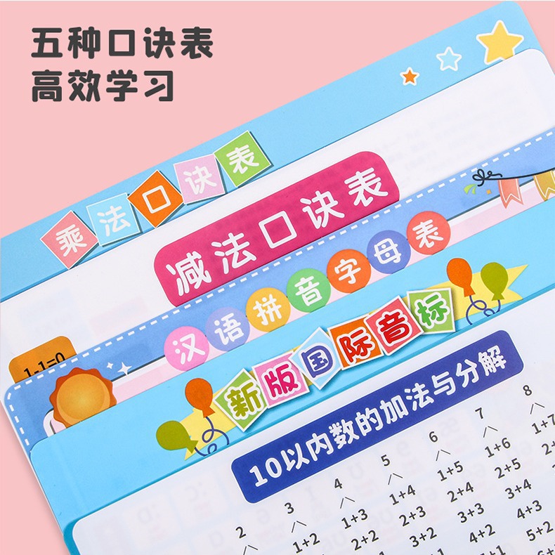 学生乘法口诀表A4塑料多功能两用垫板写字儿童加减汉语拼音字母表