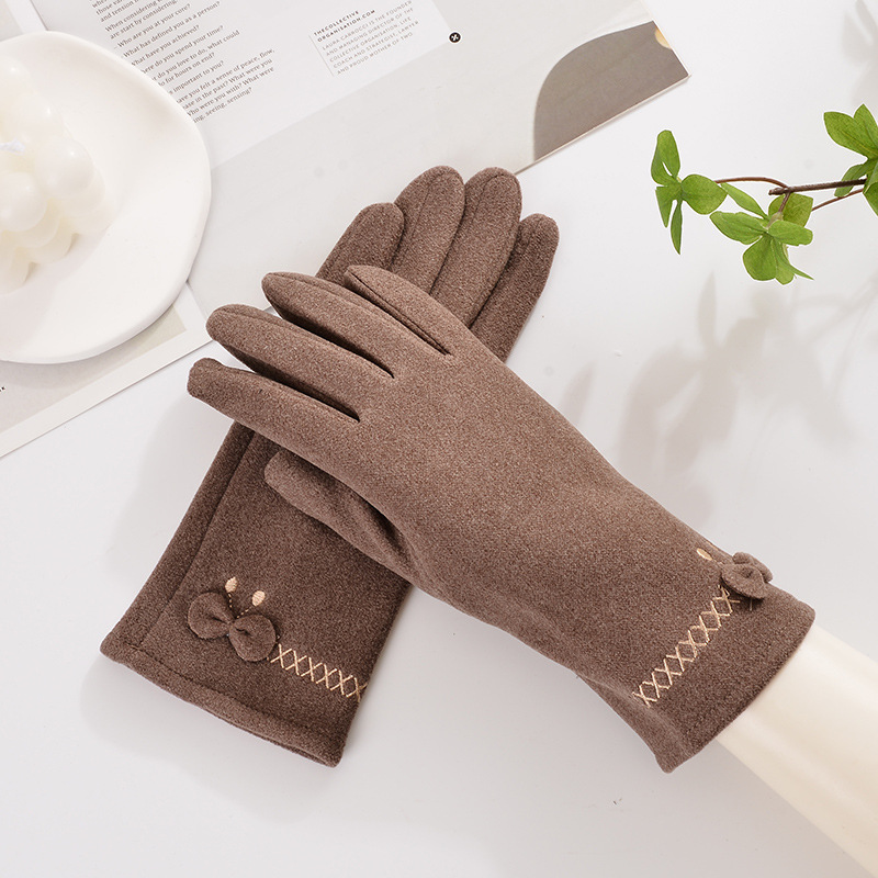 Nuevos guantes cálidos de piel de conejo para mujer, guantes de invierno y otoño, guantes Xinji, a prueba de viento, forrados de lana, a prueba de frío, versión gruesa, venta al por mayor.