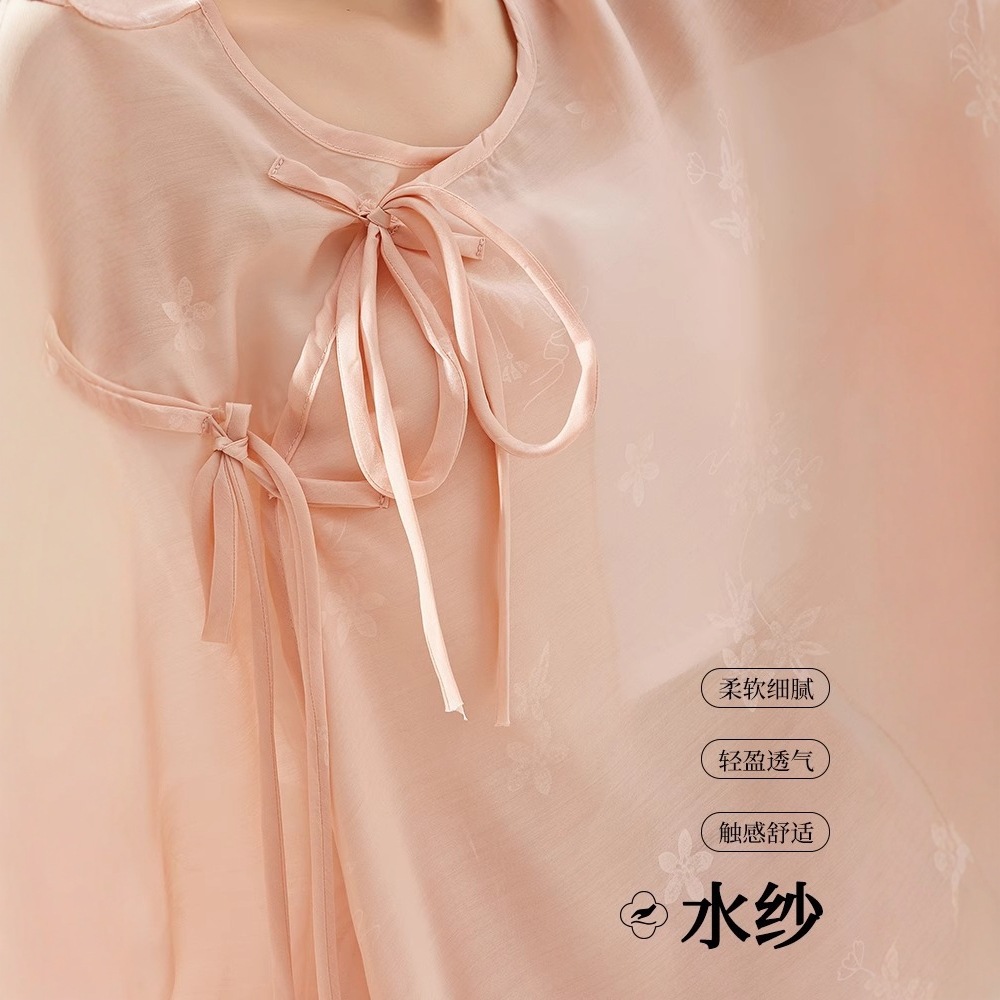 Dance Clothing for Adults, Women's Summer Loose and Elegant Lace-Up Long-Sleeved Gauze Classical Dance Chinese Style Practice Clothing E18