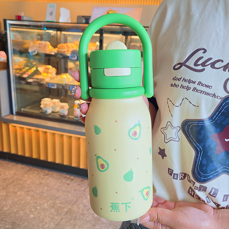 新款卡通双饮杯高颜值316不锈钢保温杯学生带吸管弹跳杯厂家批发|undefined