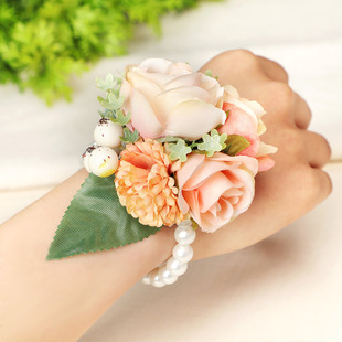 Цветок на запястье, браслет из жемчуга, украшение, европейский стиль, для подружки невесты, оптовые продажи
