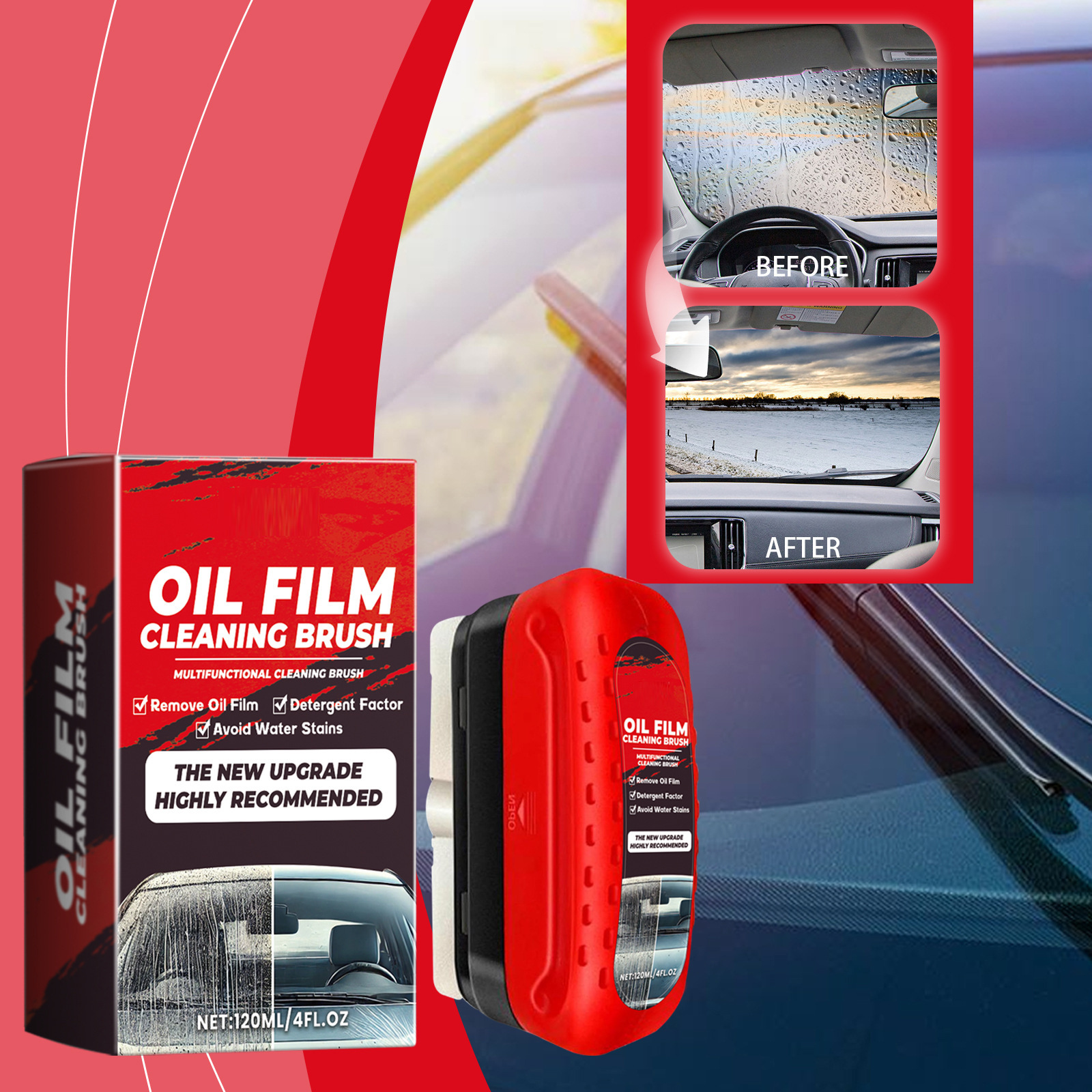 Limpieza de película de aceite de vidrio del automóvil para eliminar la suciedad del espejo retrovisor cepillo de limpieza de ventanas del automóvil image 1