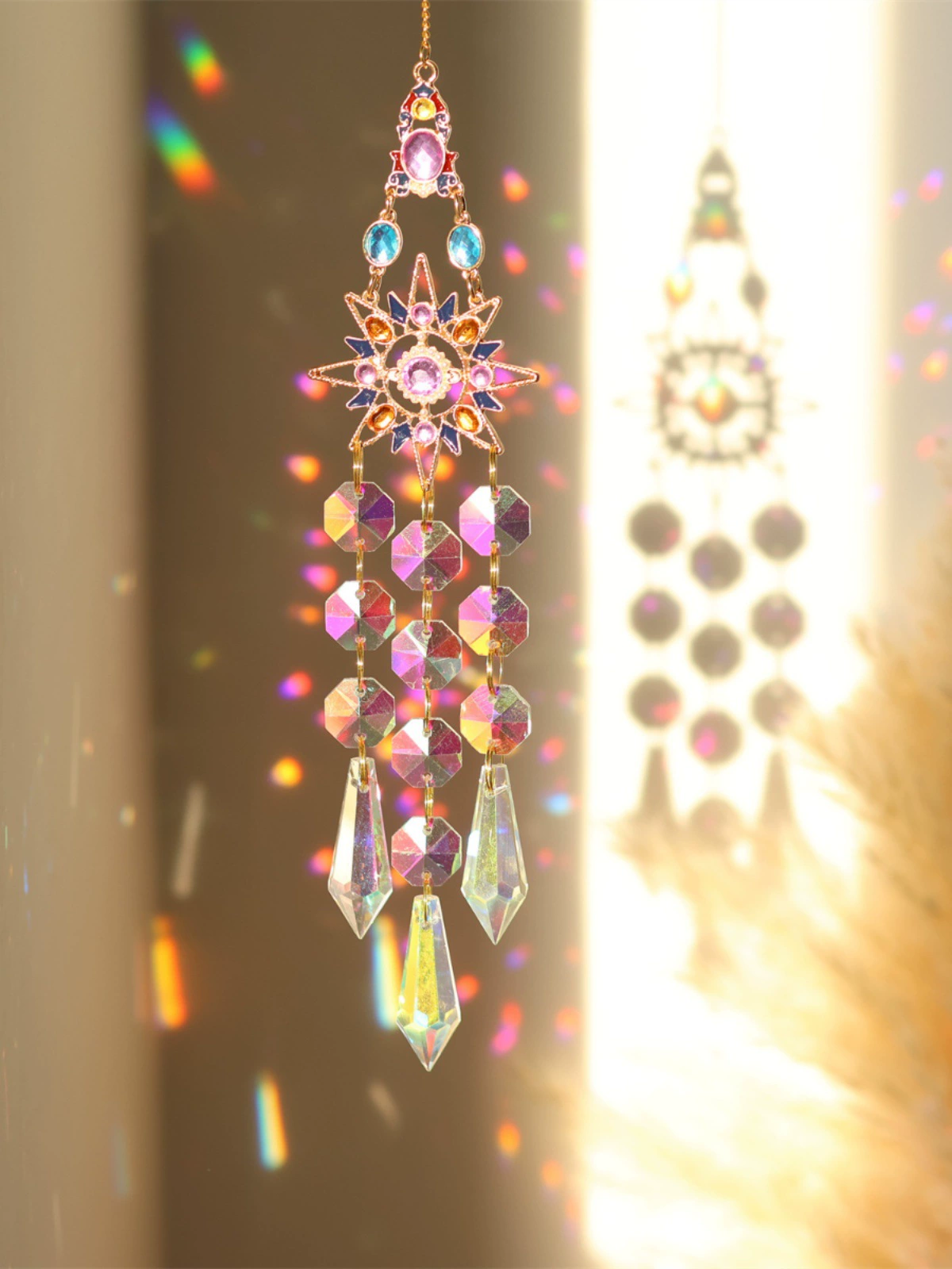 Dream Catcher Sunshine Catcher Pendant Crystal Crystal Lights and Sharing Rainbow Drotting Wind Bell Accessories Children's Room Decoration Gifts