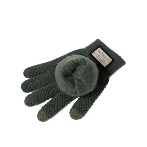 Winter Thicken Korean Style Cold-Proof Cute Touch Screen Warm Wool Knitted Gloves for Men and Women Finger Warm Gloves