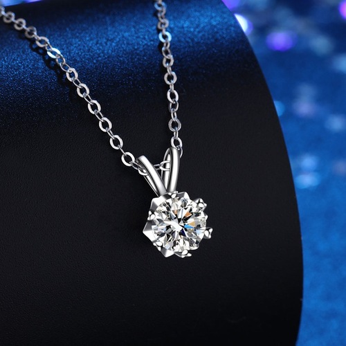 925 silver moissanite silver necklace bamboo chain women's pendant wholesale jewelry light luxury six-pointed star snowflake clavicle chain