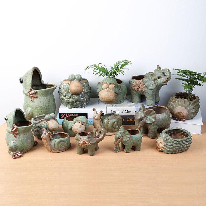 European Garden Animals, Cute Export Ceramic Flower Pots, Pastoral Forest Furnishings, Succulent Home Decoration Plant Pots