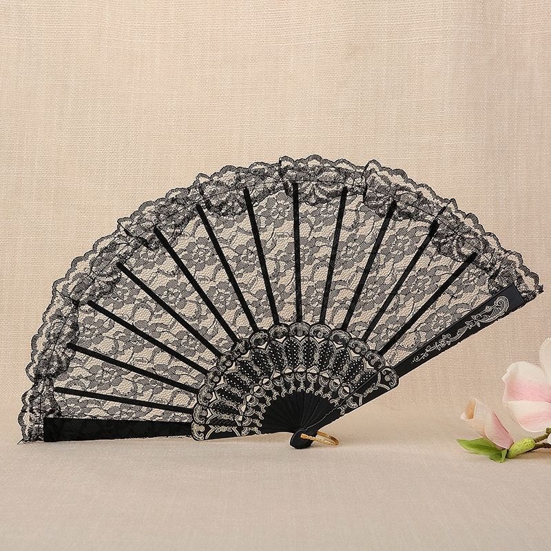 Lace fan black