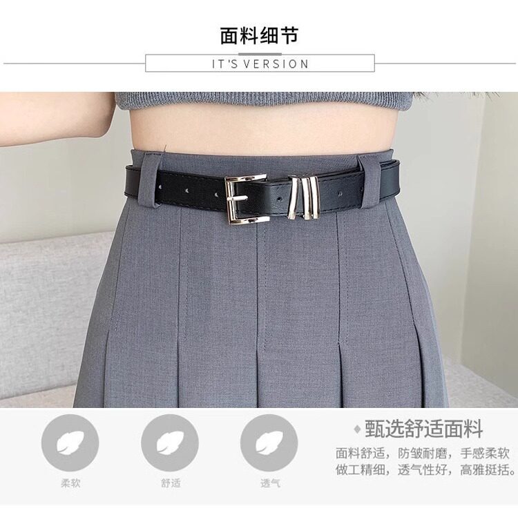Chân váy vest nữ cạp cao dáng chữ A xếp ly dài vừa — Màu xám, Màu đen chi tiết 6
