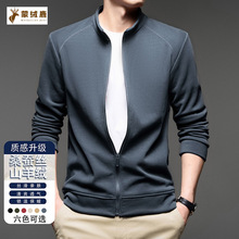 男士立领夹克2025秋冬季新品双面羊绒保暖外套爸爸装简约时尚上衣