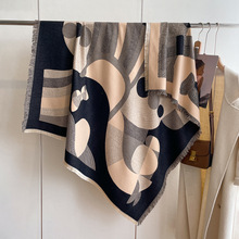 秋新款130*130仿羊绒四边须马方巾韩版百搭加厚保暖外搭披肩围巾