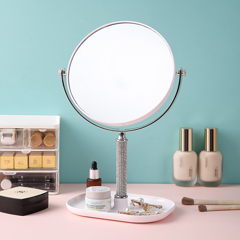 Escritorio europeo galvanizado de doble cara espejo de maquillaje ampliado escritorio simple梳妆台 espejo de dormitorio niñas