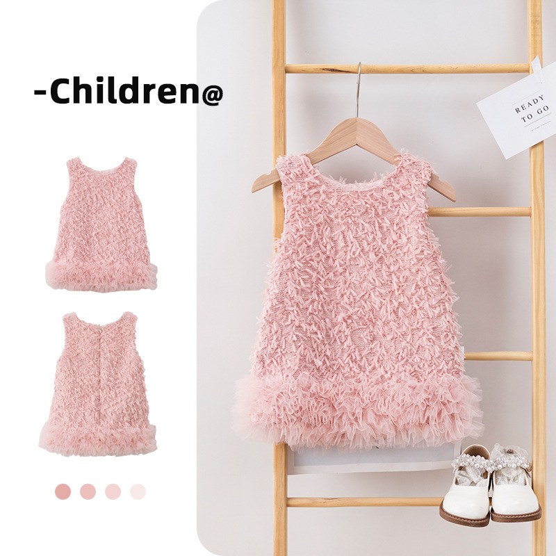 Girls' Dress Spring 2026 New Stylish Children's Princess Dress One-Year-Old Baby Formal Dress Vest Dress