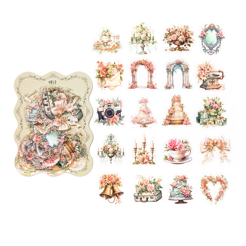 Tangshi paquete pegatina para mascotas viejo sueño caja flor serie vintage Collage material diario 40 unidades en 8 tipos