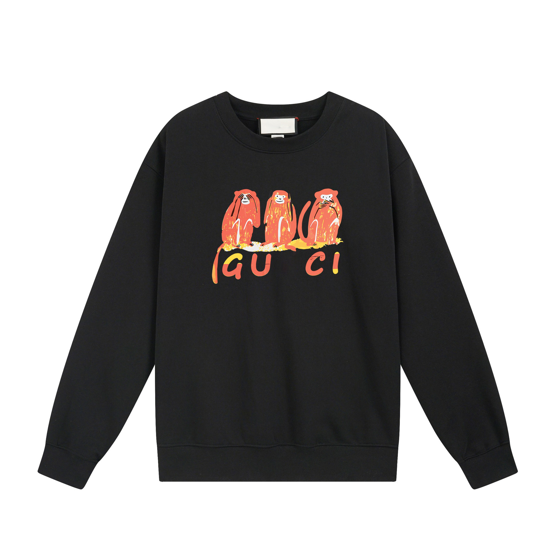 正确版本原标GU家2024早秋新款动物系列猴子印花圆领卫衣男女同款