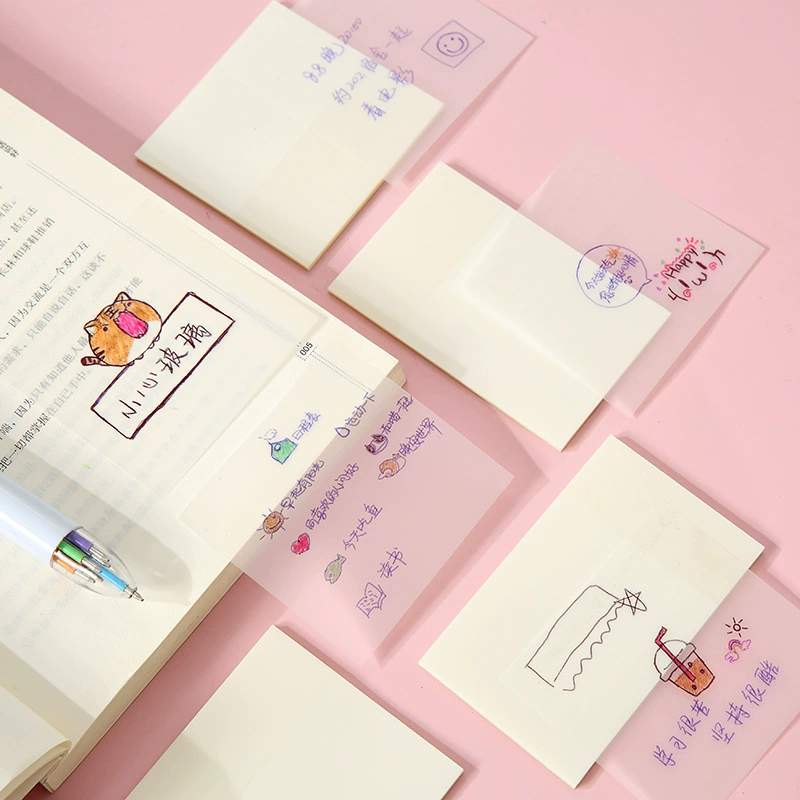 Transparent Post-Notes Set: Clear sticky notes in 3 sizesMorandi colors