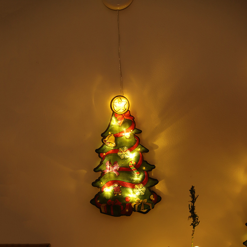 Venta caliente transfronteriza tienda de decoración atmósfera escena Diseño De vacaciones decoración lámpara LED ventosa ventana lámpara colgante Navidad