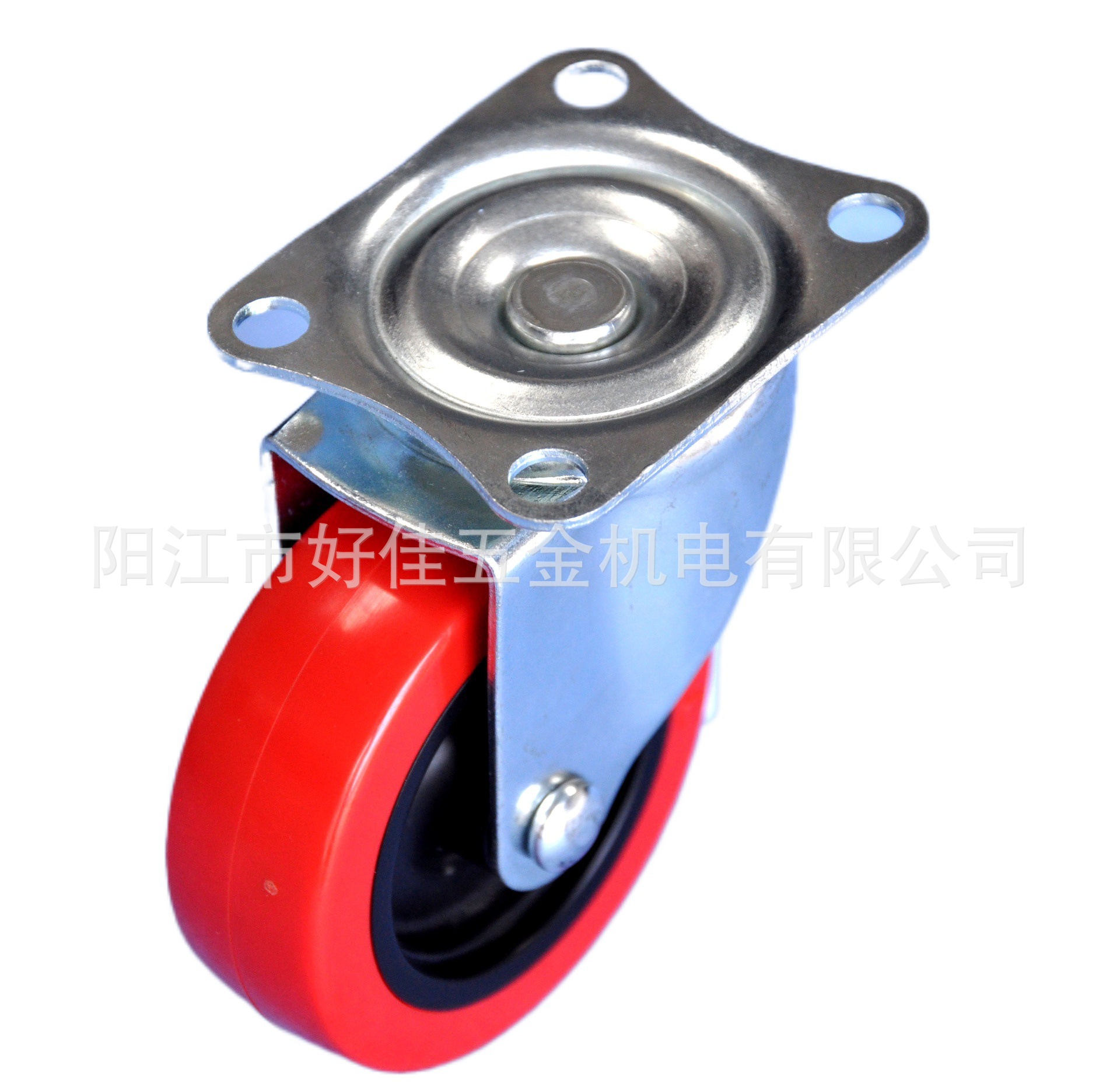 源头工厂直供75X25mm平板万向红色聚氨脂PU家具脚轮
