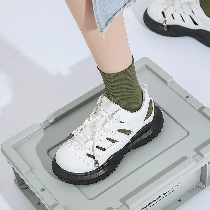 Женские сандалии с отверстиями на толстой подошве, новинка 2023 года, летняя дышащая повседневная женская обувь с отверстиями Joker Roman Baotou, оптовая продажа