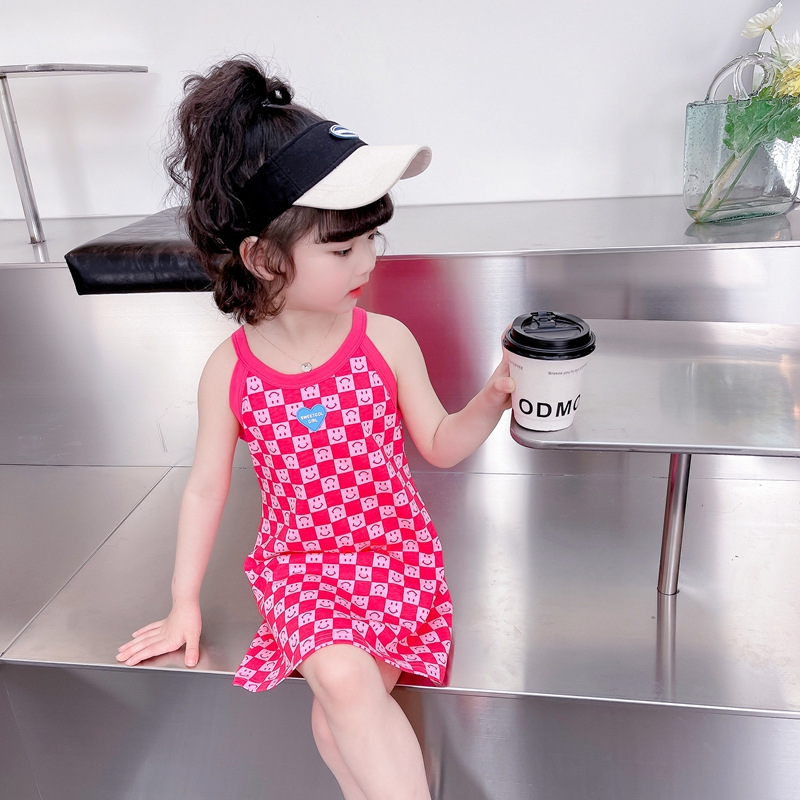 Ropa para niños verano nueva seda de hielo niñas estilo occidental vestido de Liga vestido suelto para niños bebé estilo coreano Vestido de playa