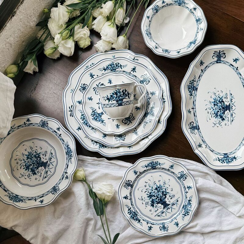 French-Style Blue Southern French Garden Series Ceramic Tableware Ceramic Plates Coffee Cups and Saucers Ceramic Bowls Dessert Plates Dinner Plates French-Style Blue Southern French Garden Series Ceramic Tableware Ceramic Plates Coffee Cups and Saucers Ceramic Bowls Dessert Plates Dinner Plates