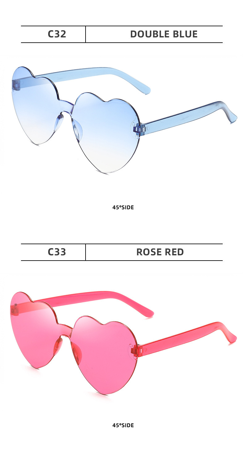 Casual Streetwear Heart Shape Pc Special-shaped Mirror Frameless Women's Sunglasses display picture 3