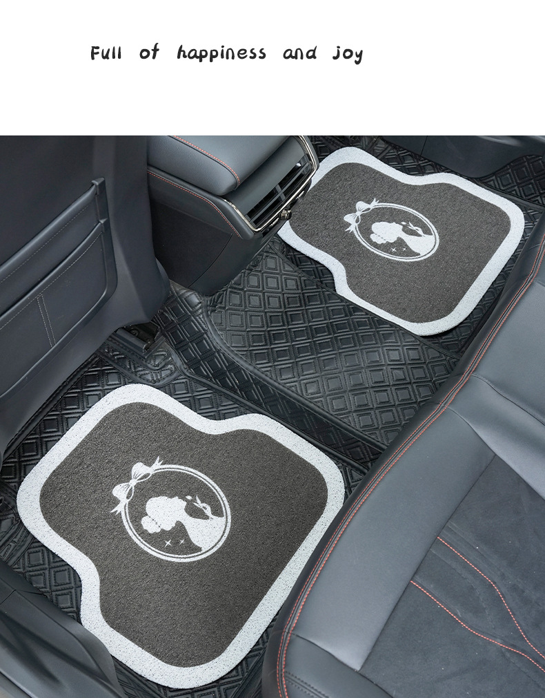 Car foot mat creative silk ring car anti-dirty protective pad Internet celebrity goddess bow car foot mat can be cut