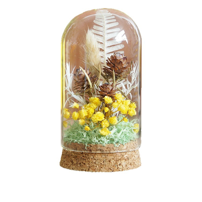 Flor inmortal DiDi material paquete de flores secas cubierta de vidrio adornos hechos a mano salón grupo de construcción del día de la madre regalo del día del niño