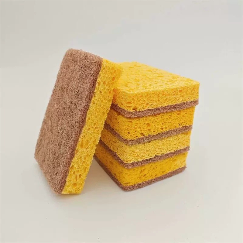 【】木パルプ綿の食器洗いスポンジ、キッチン掃除用、鍋を傷めない、油汚れ落とし、たわし、布巾、汚れ落とし|undefined