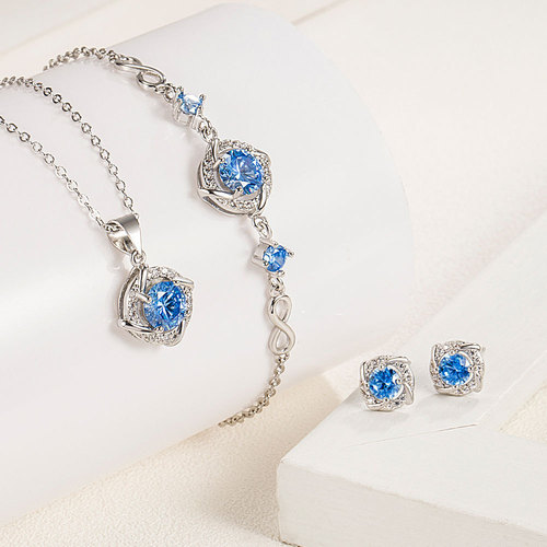 Tmall Internet celebrity four-leaf clover pendant necklace earrings bracelet set women's diamond windmill rotating lucky earrings