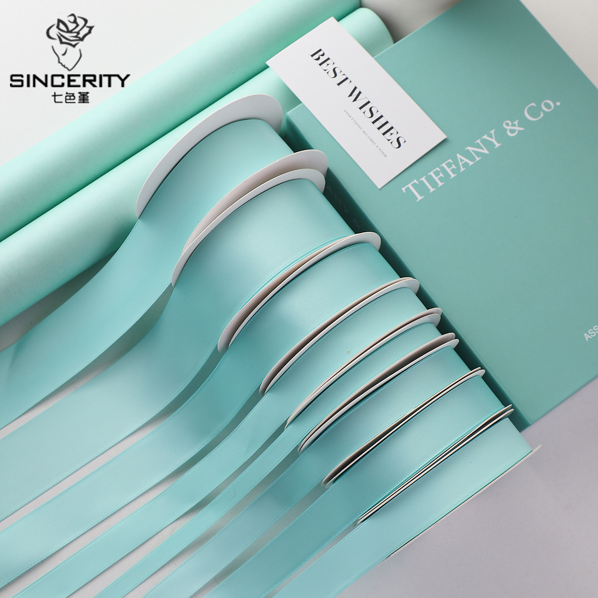 Serie de siete colores cordier azul menta de alta textura ramo de flores de cinta de color sólido cinta de regalo embalaje florista decoración