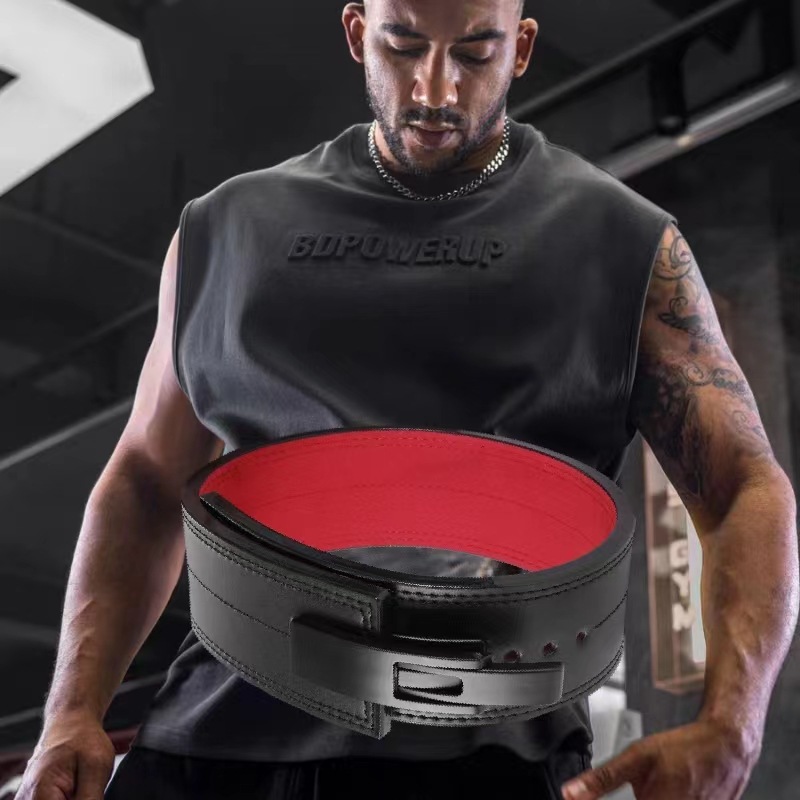 Cinturón de fitness Sentadilla de peso duro de piel de vaca cinturón de hombre pesado con hebilla de palanca cinturón de fitness de piel de vaca SBDYELANG