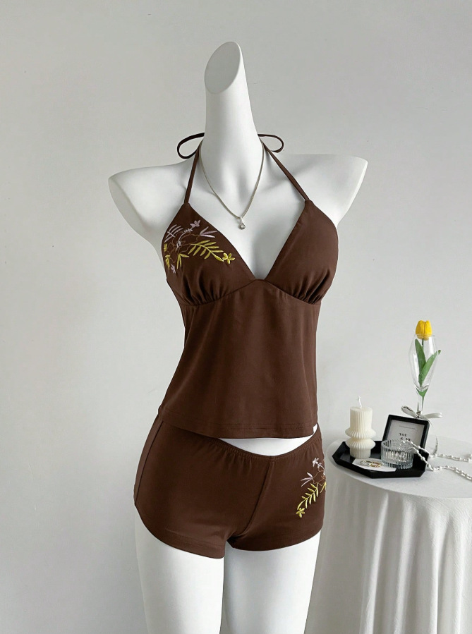 Completo due pezzi donna stile retrò top allacciato e shorts_voghion.com
