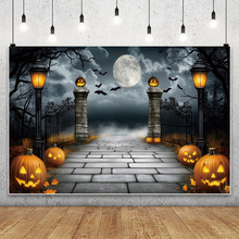 2025新款南瓜幽灵骷髅万圣节恐怖派对装饰跨境写真材质摄影背景布