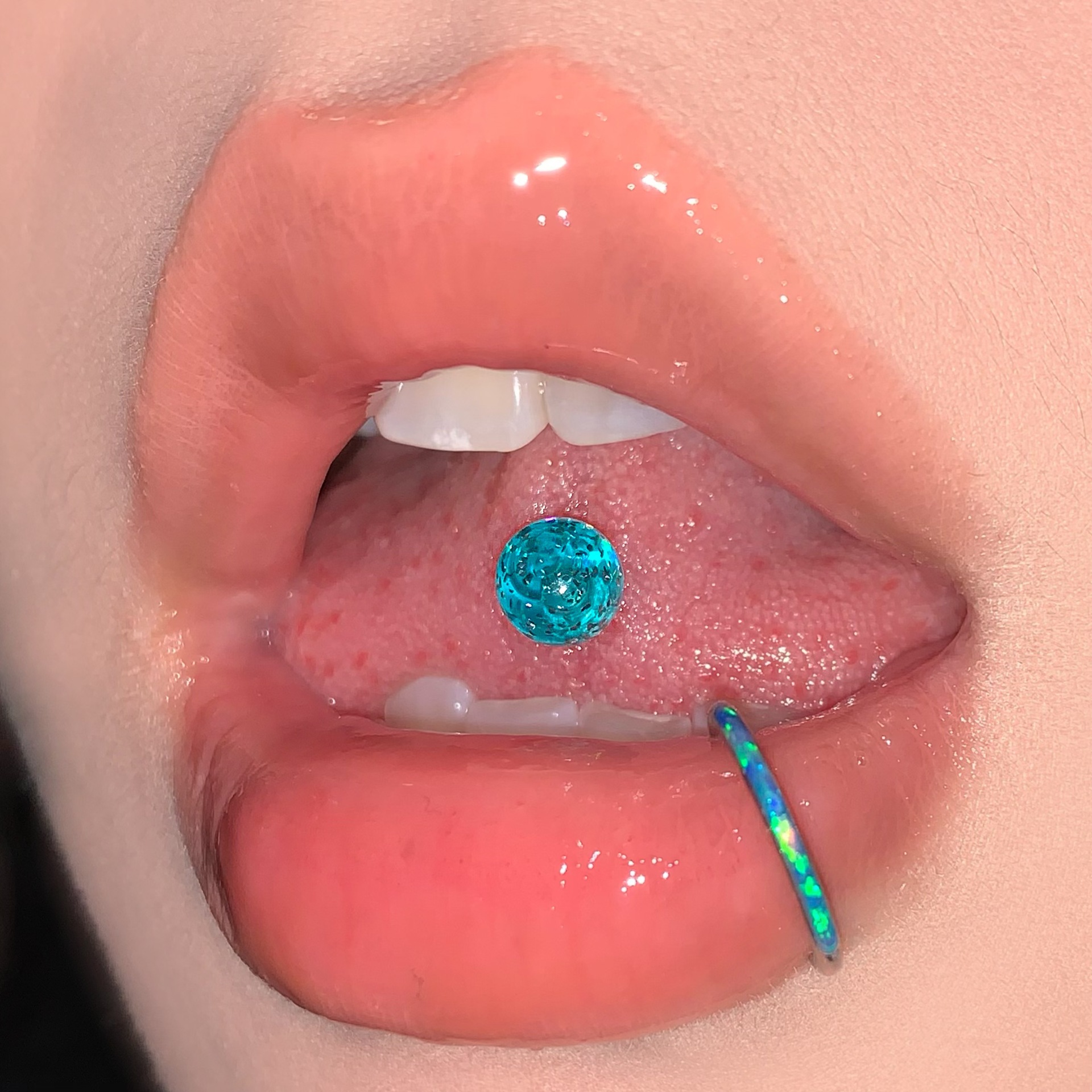 Labret stud lip piercing jewelry styling detail