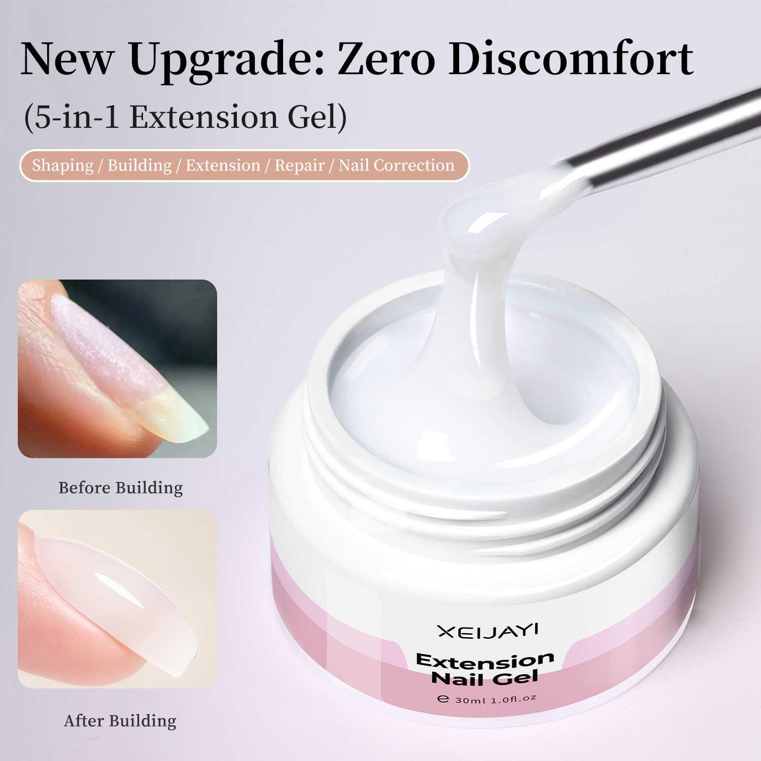 2025 nuevo cristal blanco lechoso extensión pegamento de nail polish adhesivo de papel de pegamento de función de manicura natural radiante